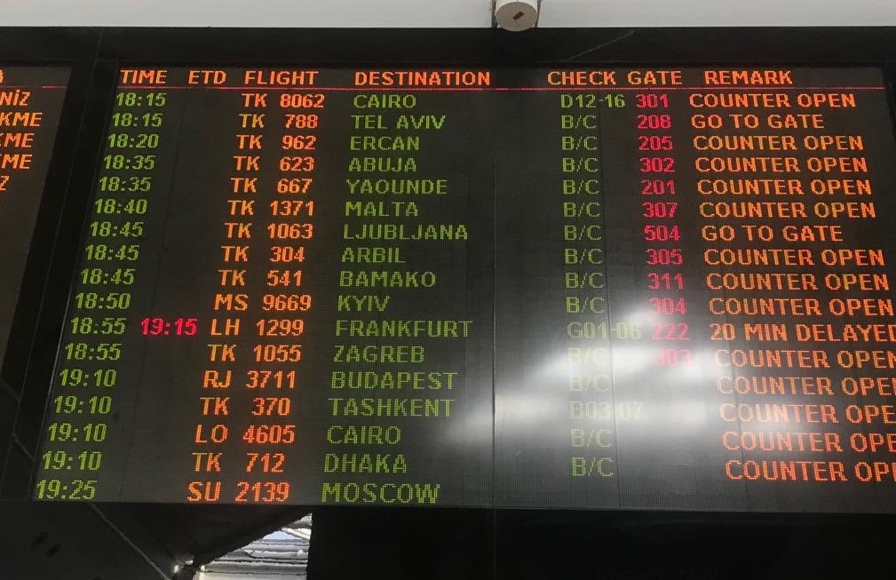 Аэропорт Стамбула изменил написание Киева, Харькова, Львова и Одессы